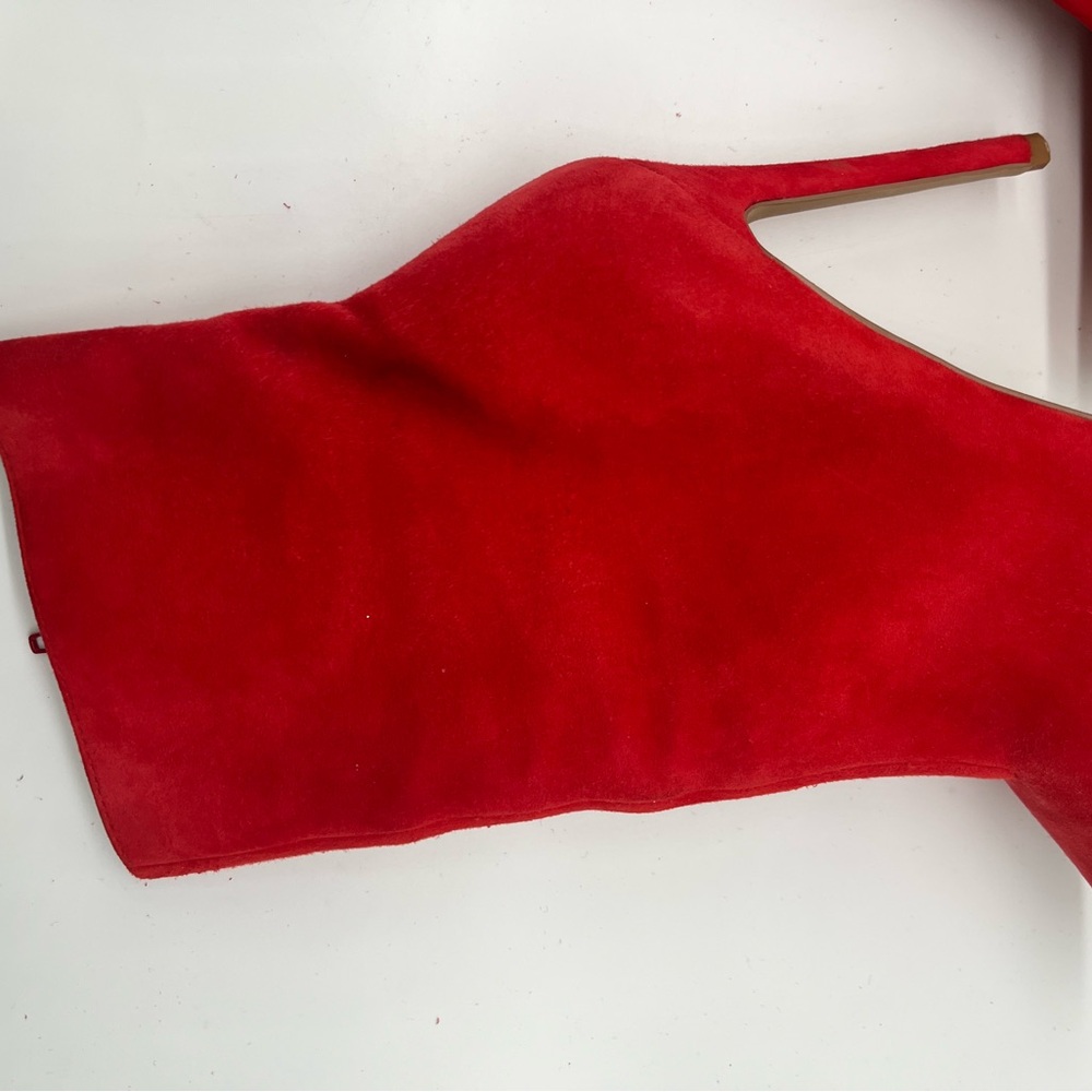 Steve Madden Red Suede Heeled Boots Size 10 M Women Ankle Booties Pointed Toe - Picture 4 of 16